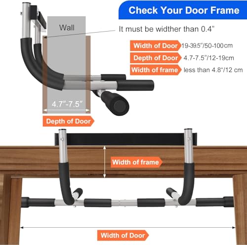 Doorway Pull Up Bar for Home Gym, Adjustable Width Chin Up Bars for Door Frame, Heavy-Duty Steel by MOMODA - Image 6