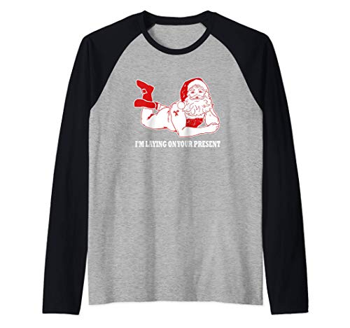 Funny Bad Naughty Santa Christmas Joke Holiday Humor Gag Maglia con Maniche Raglan