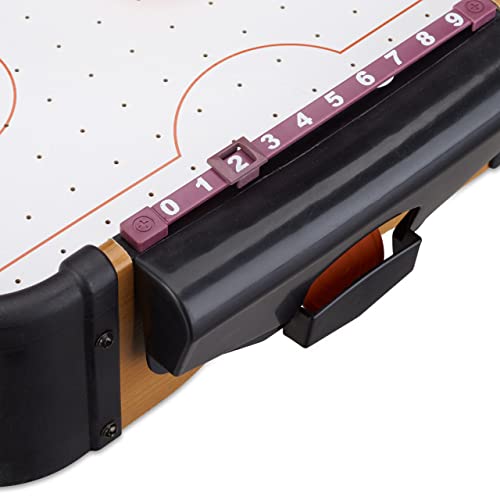 Relaxdays Airhockey Tischspiel, Tischairhockey mit Gebläse, Holz-Optik, inklusive Zubehör, B x T: 56 x 31 cm, braun – Bild 7