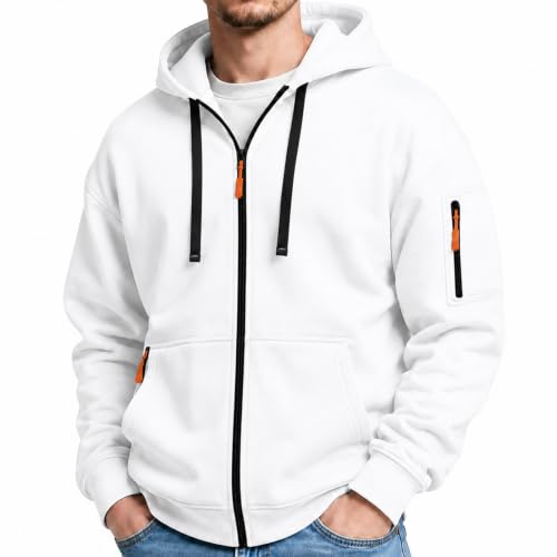 Image of MANTORS Mens Fleece Jackets Contrast Hoodies Lightweight Sweatshirt Color Block Jacket Coats