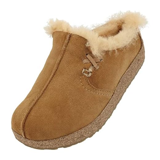 HAFLINGER Saskatchewan Women's Shearling Clogs Boot, Tan, 11