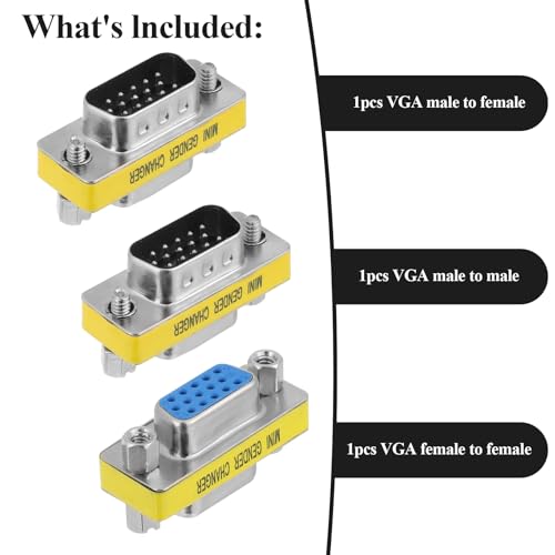Set 3 adaptadores VGA Cambiadores de género HD15 miniatura 3