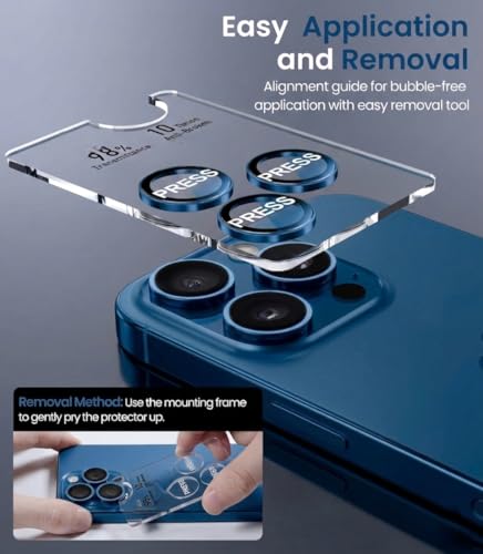 Image of OpenTech Premium Camera Lens Protector Compatible For iPhone 17 Pro / 17 Pro Max (Deep Blue) - 9H Tempered Glass, Military-Grade Anti-Scratch, Case-Friendly, Easy Install Frame