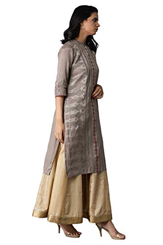 Image of W for Woman Women's Rayon Straight Fit Zari Straight Kurta