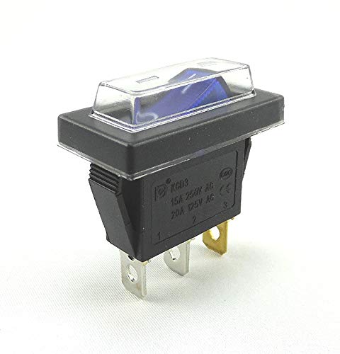Wippschalter Beleuchtet bei 230V, 15A Geräteschalter mit Wasserdichter Abdeckung (5)