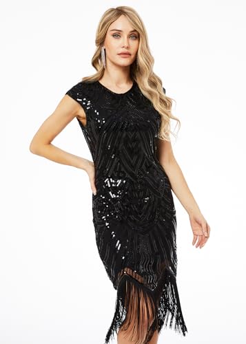 Alintor 20er Jahre Kostüm Damen, Gatsby Kleid Damen mit Accessoires,Flapper Charleston Kleid 20er Jahre, Karneval Kostüm, Faschingskostüme, Peaky Blinders
