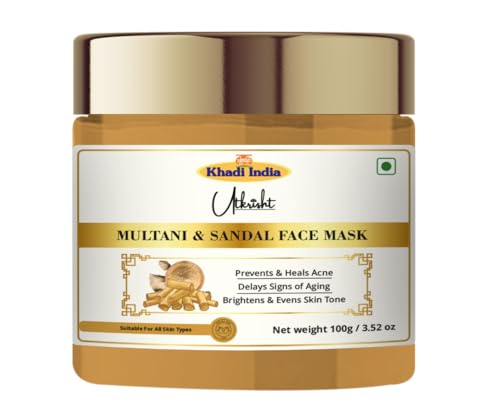 Image of Khadi Multani Mitti & Sandalwood Face Mask 100g | Pure,Natural & Ayurvedic | Gently Exfoliates & Even Outs for Glowing Skin | Removes Dirt & Impurities | All Skin Types | For Men & Women