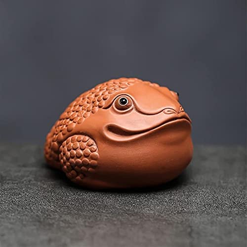 Tea pet crapaud doré en argile violette artisanat ornement thé cadeau