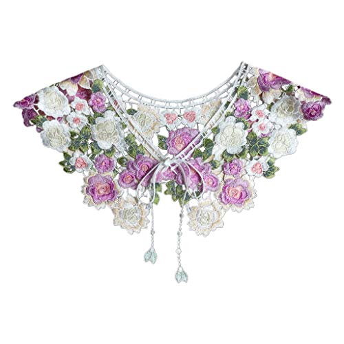 Fairytale Detachable Fake Collar Lace Shawl Embroidery Floral Capelet