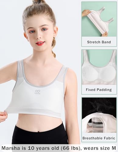 Training Bras for Girls 8-14 Seamless Cotton Sports Bra Non Removable Pads Ultra Breathable Soft2