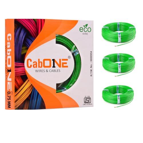 Image of CabONE Pack of 3 Electrical Wire 0.75mm | 90 Meter Single Core CCA Copper Cable | Heat Resistant No-Drip PVC Insulation | High Current Carrying Capacity House Wire