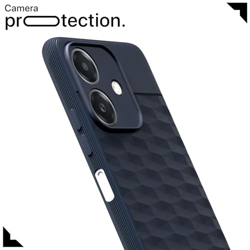 Image of Pikkme Back Cover for Oppo A3x 5G / A3x 4G / A3 5G Camera Protection 3D Hexa Cube Design Silicone Protective Bumper Case (Blue)