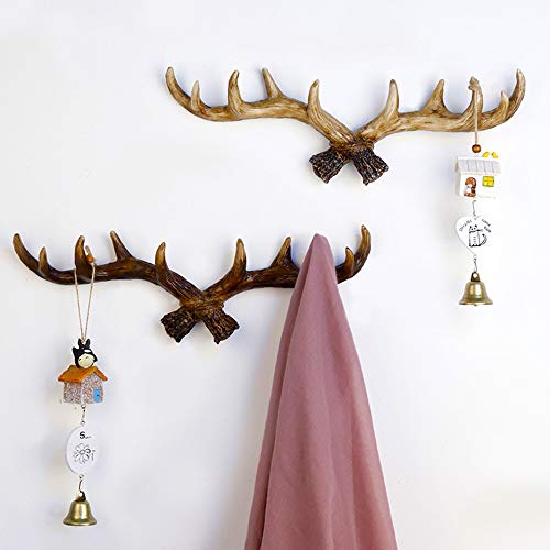 Vintage Deer Antlers Wall Hooks - 16 Inch Wall Mounted Clothes Hanger Coat Rack Key Holder For Decorative Wall Hook, Includes Screws And Anchors (Light Brown) #TOP1