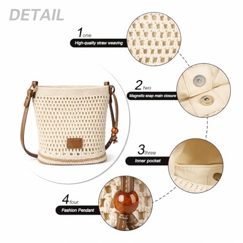 Bolso tejido a ganchillo para mujer, bolso de hombro bohemio para la playa con forro, ligero bolso tote para vacaciones de verano miniatura 4