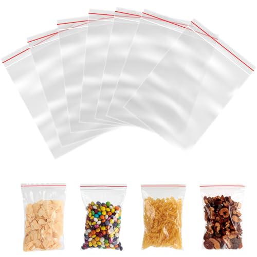 Vinato 100 Bolsas De Plástico Transparentes 10 15 Cm Con Cierre De Cremallera, Bolsitas Reutilizables Para Organizar Joyería, Manualidades, Piezas Pequeñas, 100 Unidades
