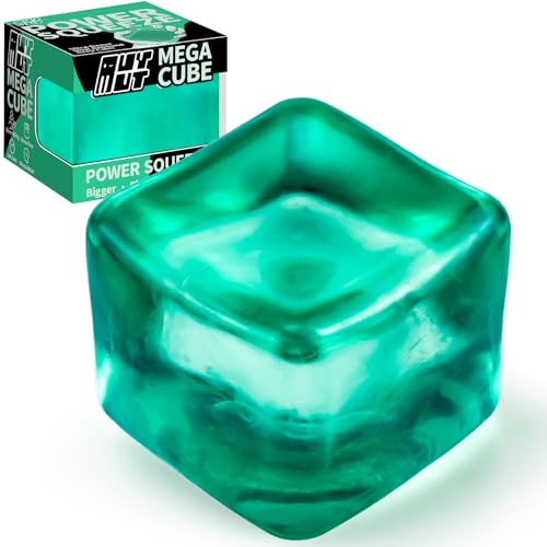 MUYMUT Premium MEGA Cube – Extra Large Ultra-Firm Gel Squishy Fidget Toy - Stress Balls for Adults with Non-Sticky, Odor-Free Shell & Reinforced Dual Leak-Proof Seals for Heavy-Duty Use - 1-Pack Green