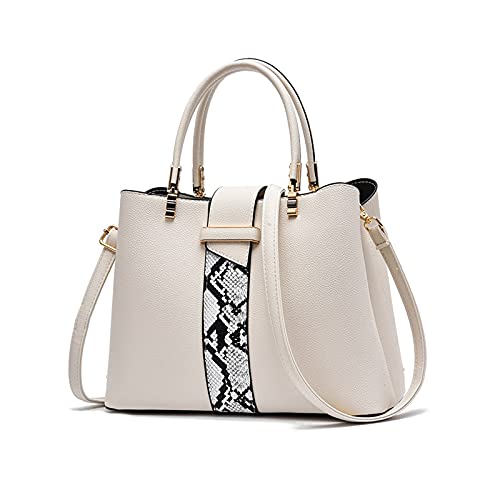 NICOLE & DORIS Sac a Main Femme Designer Sacs Portés Main avec Sangle Modèle Serpent Sac Bandouillere PU Cuir Sac Messenger Femme élégant Sacoche Blanc