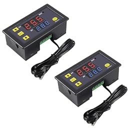 Coliao 2pcs Digital Temperature Controller W3230 Digital LED Thermostat Switch with Waterproof Probe DC 24V Programmable Heating Cooling Electronic Thermostat Control -50℃ to 120℃