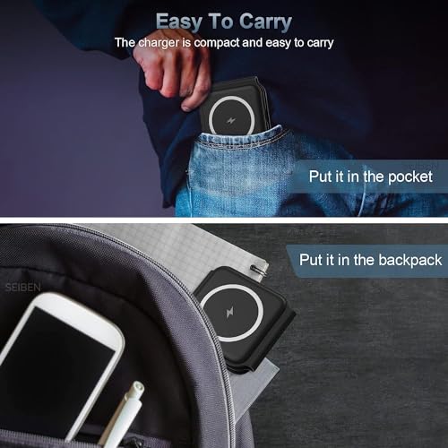 Image of 3 in 1 Magnetic Foldable MagSafe Compatible Wireless Charger for iPhone Series Compatible with AirPods 2 /3, Pro2, Pro3 Compatible with only iPhone Watch Series, 23W Charging - Black