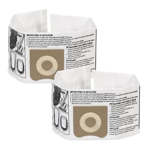 WORKSHOP Wet/Dry Vacs Filter Bags WS32045F Fine Dust Collection Shop Vacuum Bag (2 Dust Bags), Bag Filter Contains Debris for WORKSHOP 3-Gallon to 4.5 Gallon Wet Dry Shop Vacuum Cleaners
