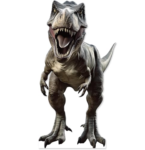 MUNILAIL 5.2 ft Dinosaur Cardboard Cutout Large T-Rex Cutout Stand-up Tyrannosaurus Photo Backdrop for Dinosaur Birthday Jungle Safari Party Supplies