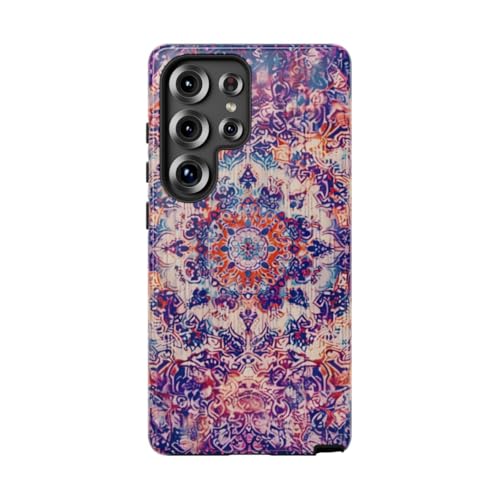 Tapis oriental psychédélique coque rigide brillante Samsung S25 Ultra violet design