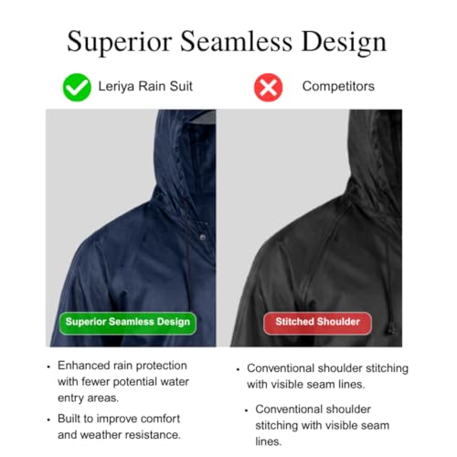 Image of Leriya Fashion Raincoat for Men Waterproof with Hooded Cap | Lightweight Windproof Rainsuit Jacket for Men Waterproof | 2-Piece Raincoat with Button Closure | Rainwear Ideal for Bike Riding & Travel