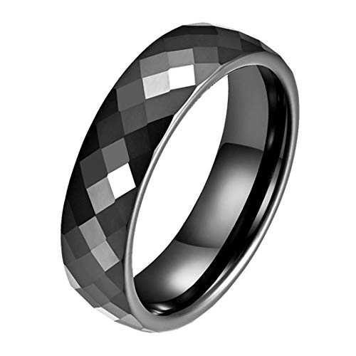 HIJONES Haut Poli Noir Ligne Céramique Mariage Bague pour Homme Femme Style 5 Taille 66