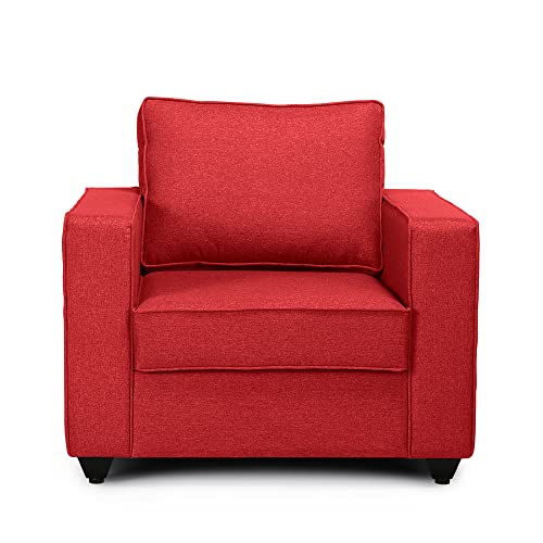 Image of Wakefit Sofa Set | 3 Year Warranty | Sofa 1 Seater, 1 Seater Sofa for Living Room, Wooden Sofa Set, Sofa Set Single Seater - Napper(Omega : Red)