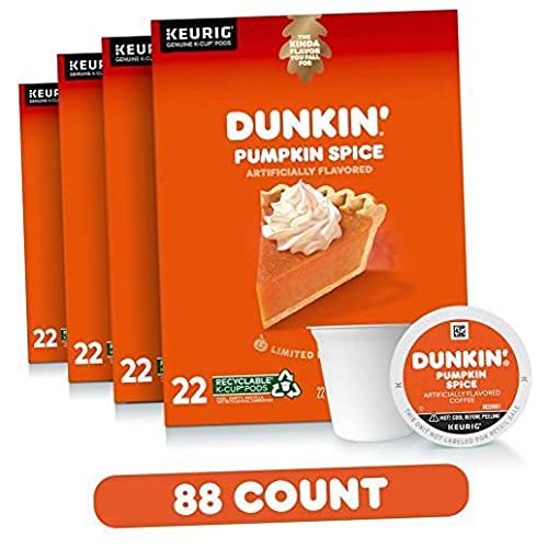 Dunkin' Donuts Coffee, Pumpkin Spice Flavored Coffee, K Cup Pods for Keurig Coffee Makers, 88 Count