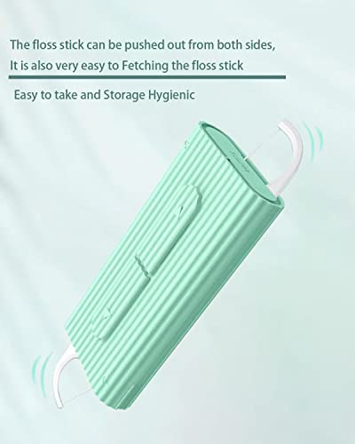 Travel-When-Traveling-for-Oral-Cleaning-of-Portable-Dental-Floss-Picks-DispenserTravel-Floss-Picks-Case-ReusableBuilt-in-10-Count-Adult-Dental-FlossTwo-BoxesGreen