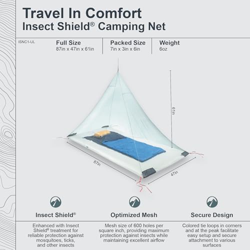 COCOON Insect Shield Camping Mosquito Net - Blanco, Single Ultralight miniatura 3