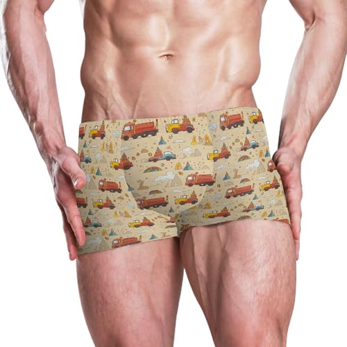 Fire Engines Mens Swim Trunk Swimwear Bathing Suit Swim Brief Square Leg Board Short S B04033482