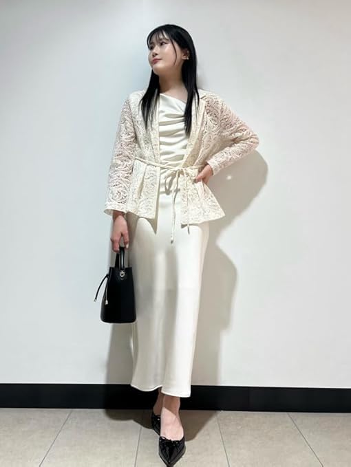 Amazon.co.jp: レースジャケット×サテンキャミワンピset