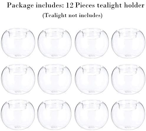 Sziqiqi Classic Crystal Light Stands Holder Glasses for Wedding Tea Lights Holders Table Dining Glass Holder Stand Bar Party Home Decor, 12 Pcs