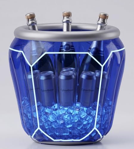 Inflatable Pool Bar with LED Light Inflatable Floating Cooler with Color Changing Lights for Summer Hawaiian Beach Theme Pool Party Decorations & Drink Cooler
