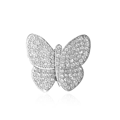 Image of GBAHFY Butterfly Pearl Brooch Gold Elegant Bridal Vintage Style Pins Wedding Banquet Anniversary Brooch for Women (K-Silver)