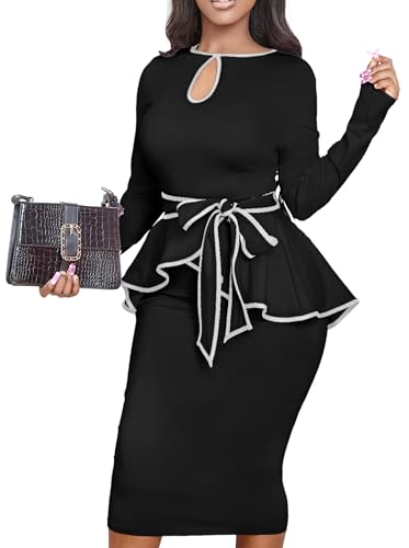 Women's Bodycon Vintage Dresses Elegant Peplum Dresses for Women Business Work Office3