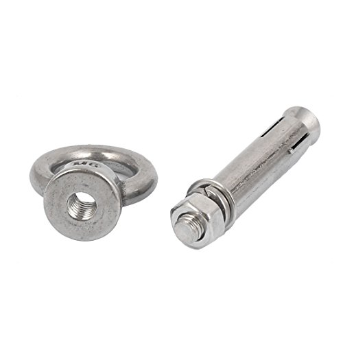Image of uxcell M6x50mm Wall 304 Stainless Steel Expansion Screws Closed Hook Shield Bolts 2pcs