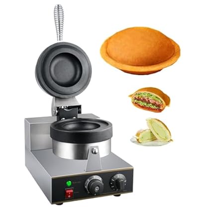 Doppelseitig Beheizter Burger-Maker Burgermaschine, kommerzieller Waffeleisen-Maker, 1300 W, antihaftbeschichtete elektrische HamPress, 50–300 °C Temperaturregelung, doppelseitige Heizung, 5