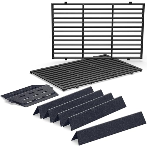 Grill Parts for Weber Genesis 300 Grills with Front Control Knob Grill Grates for Genesis E310 S310 E/S320 E/S330 17.5 Flavorizer Bars&Heat Deflectors 19.5 Grill Grates for Weber 7524 7621 65505