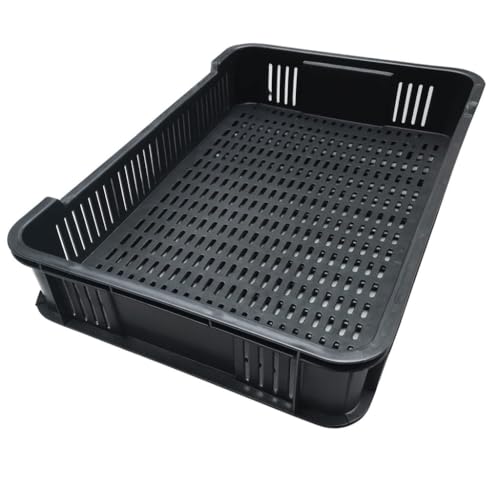 gardivo Caisse de rangement 60x40x11,5 cm | Cageot à fruits et à légumes | Capacité de charge 10 kg | Empilable en plastique - noir, boîte de rangement,...