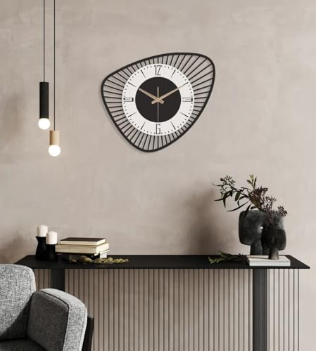 Image of Stylish Metal Analog Wall Clock for Living Room, Bedroom, Office, Kitchen, Home and Hall | Antique Fancy Big Size Modern Wall Watch for Home Decor (Style-31, 50CM)