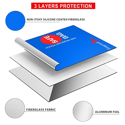 Colcase Fireproof Document Bag (2000 ℉)15 X 11 Inches Upgraded 2 Pockets Silicone Coated Fireproof And Waterproof Bag Fireproof Safe Bag Storage For Money, Documents, Jewelry And Passport #TOP3