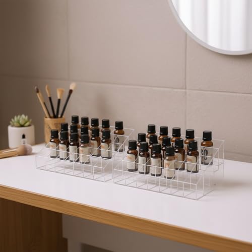 Image of 2Pack Essential Oil Holder,24Slots Plastics Essential Oil Storage,for Bottles Perfumes and Nail Polish Shelf,Essential Oil Organizer,Makeup Storage Rack