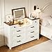 BROTTAR Dresser with Mirror for Bedroom, Chest of Drawers with LED Mirror, 8 Drawer Dresser, White Dressers for Kids, Wood Dressers, Farmhouse Makeup Vanity with Storage for Bedroom