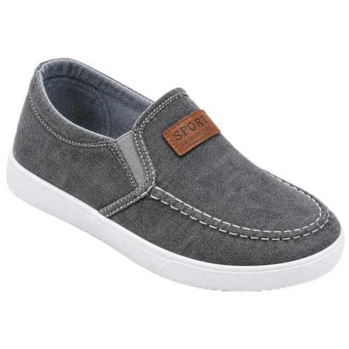 ktprniy Men's Slip-on Loafers Casual Canvas Shoes Fashion Boat Shoes Casual Comfortable Lightweight Walking EU 39 Grey
