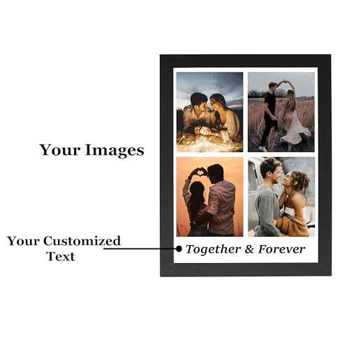 Image of Customised 4 Photo Collage Vertical Rectangular Frame For Birthday,Anniversary,Wedding Gift,Personalized Collage Gift,Wall Photo Frame-6X8 Inch-Wood,Black