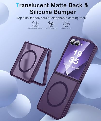 Image of Galaxy Z Flip 7 MagSafe Case, Military Drop Tested, Translucent Matte Silicone Bumper, Anti-Fingerprint, Slim, Mystic Purple