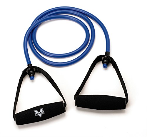 Valeo 4-Foot Heavy Resistance Tube With Cushion Foam Handles And Exercises Included To Improve Balance, Coordination, Flexibility, and Strength, VA4518BL